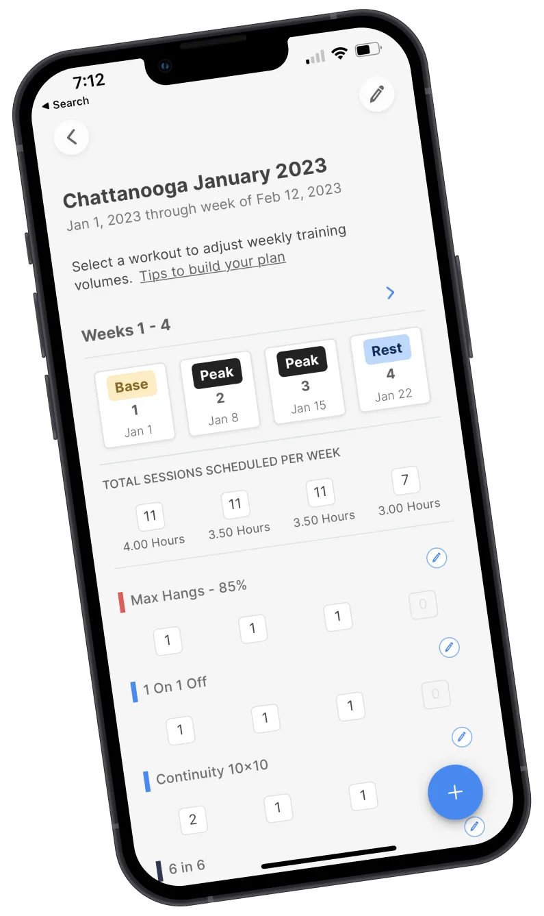 Custom training plans in Crimpd+